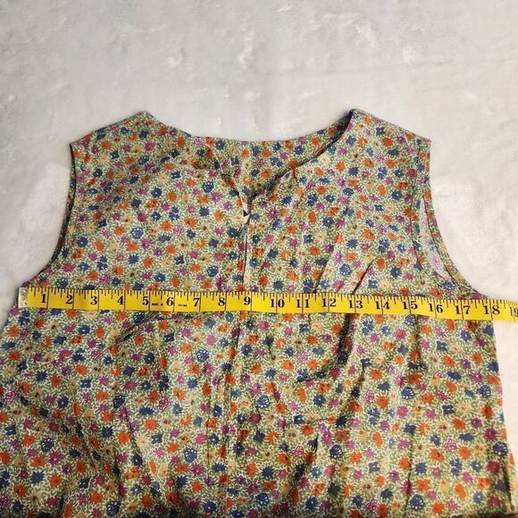 VTG 70's Sue Sherry Green Floral Retro House Coat Shift Dress Sz M - Picture 9 of 10